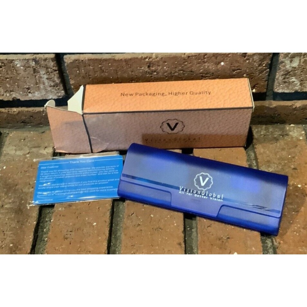 Vision Global Blue Light Protection Brown Plastic Frame Glasses with Case - Picture 3 of 4